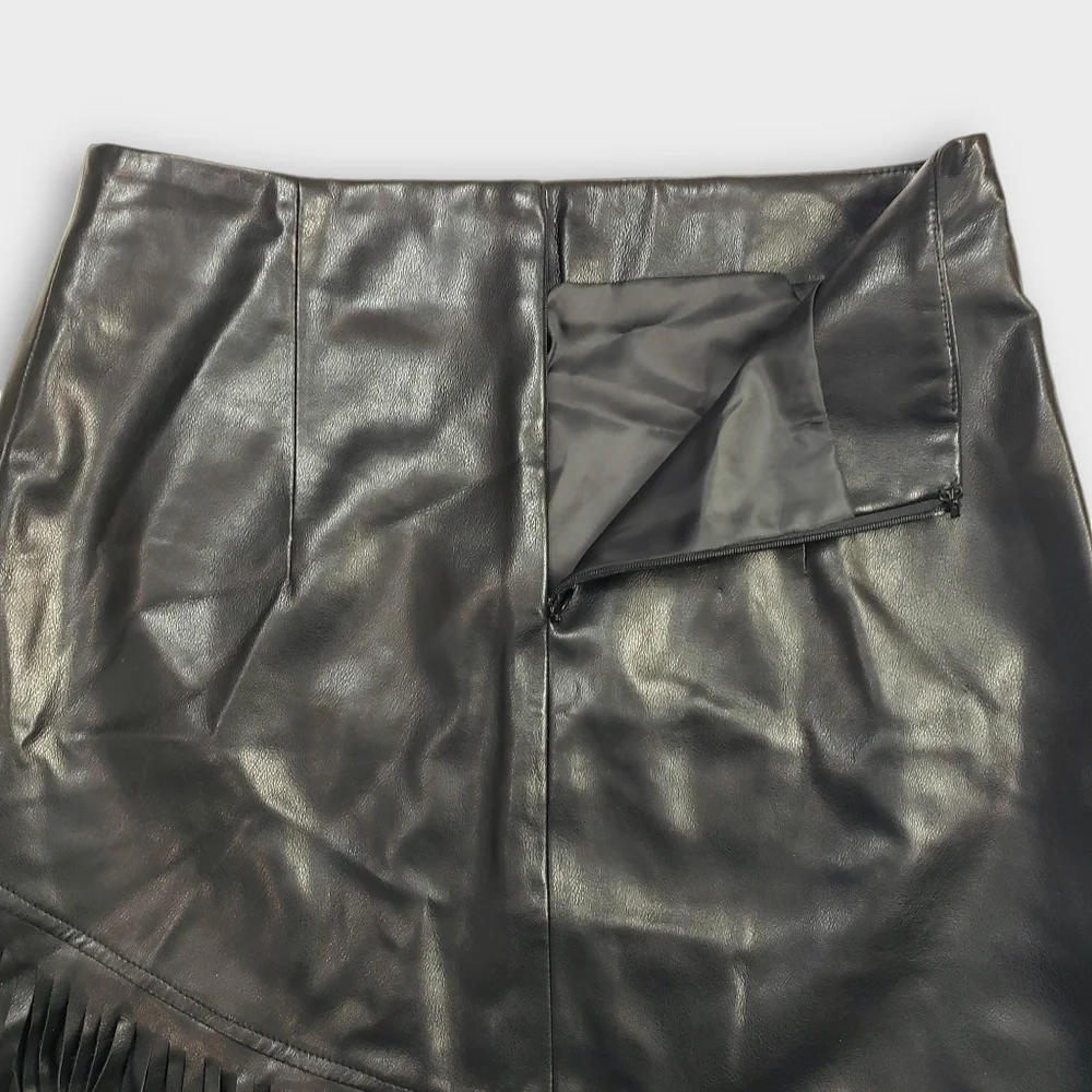 Bagatelle Faux Leather Fringe Mini Skirt Small - Picture 4 of 8